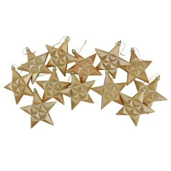 12ct Vegas Gold Shatterproof 2-Finish Christmas Star Ornaments 5
