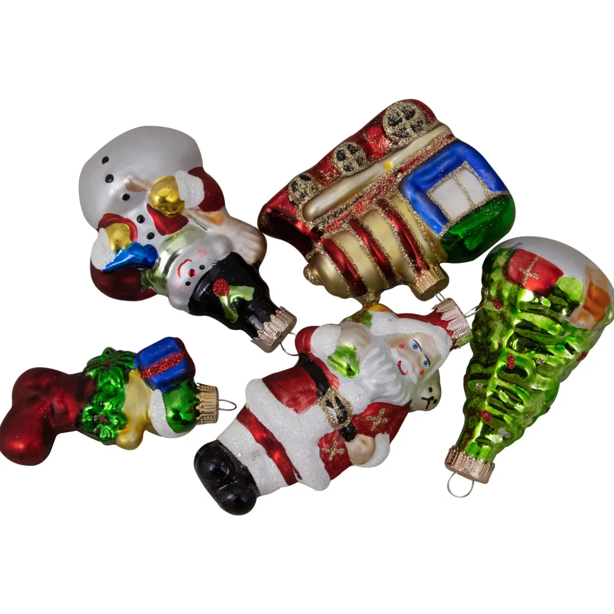 5ct Vibrantly Colored Festive Holiday Christmas Figurine Ornaments 3.5"