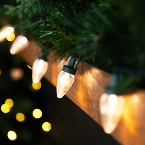 25ct Warm White LED C7 Christmas Lights - 16ft Green Wire