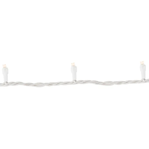100ct Warm White LED Wide Angle Christmas Lights, 33ft White Wire