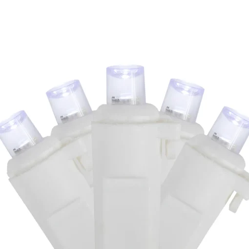 50ct White LED Wide Angle Christmas String Lights, 16.25ft White Wire