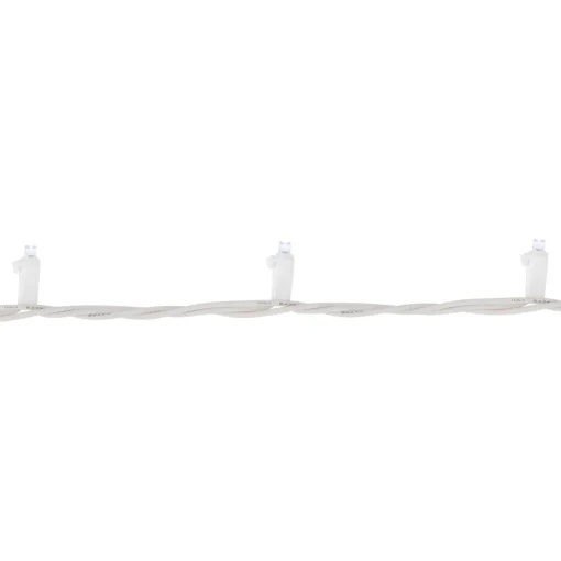 50ct White LED Wide Angle Christmas String Lights, 16.25ft White Wire