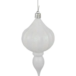 8ct White Shatterproof Finial Christmas Ornaments, 4.75