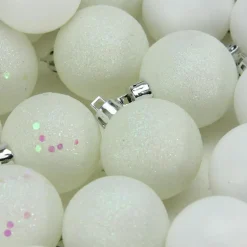 96ct White Shatterproof 4-Finish Christmas Ball Ornaments 1.5" (40mm)