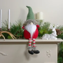 Dangling Legs Plush Sitting Gnome Christmas Figure - 25" - Red and Green