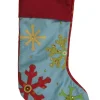 Embellished Blue Felt Rhinestone Snowflake Christmas Holiday Stocking