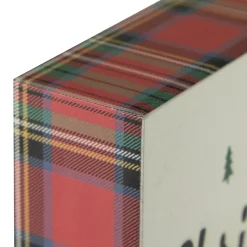 Farm Fresh Christmas Trees and Truck Wooden Wall Sign with Plaid Trim - 8