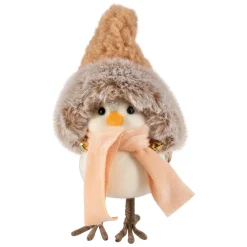 Faux Fur and Plaid Peachy Plush Standing Bird - 7.5"