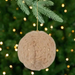 Faux Fur and Sequin Christmas Ball Ornaments - 2.75