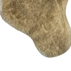 Faux Fur Christmas Stocking with Pom Poms - 20.5