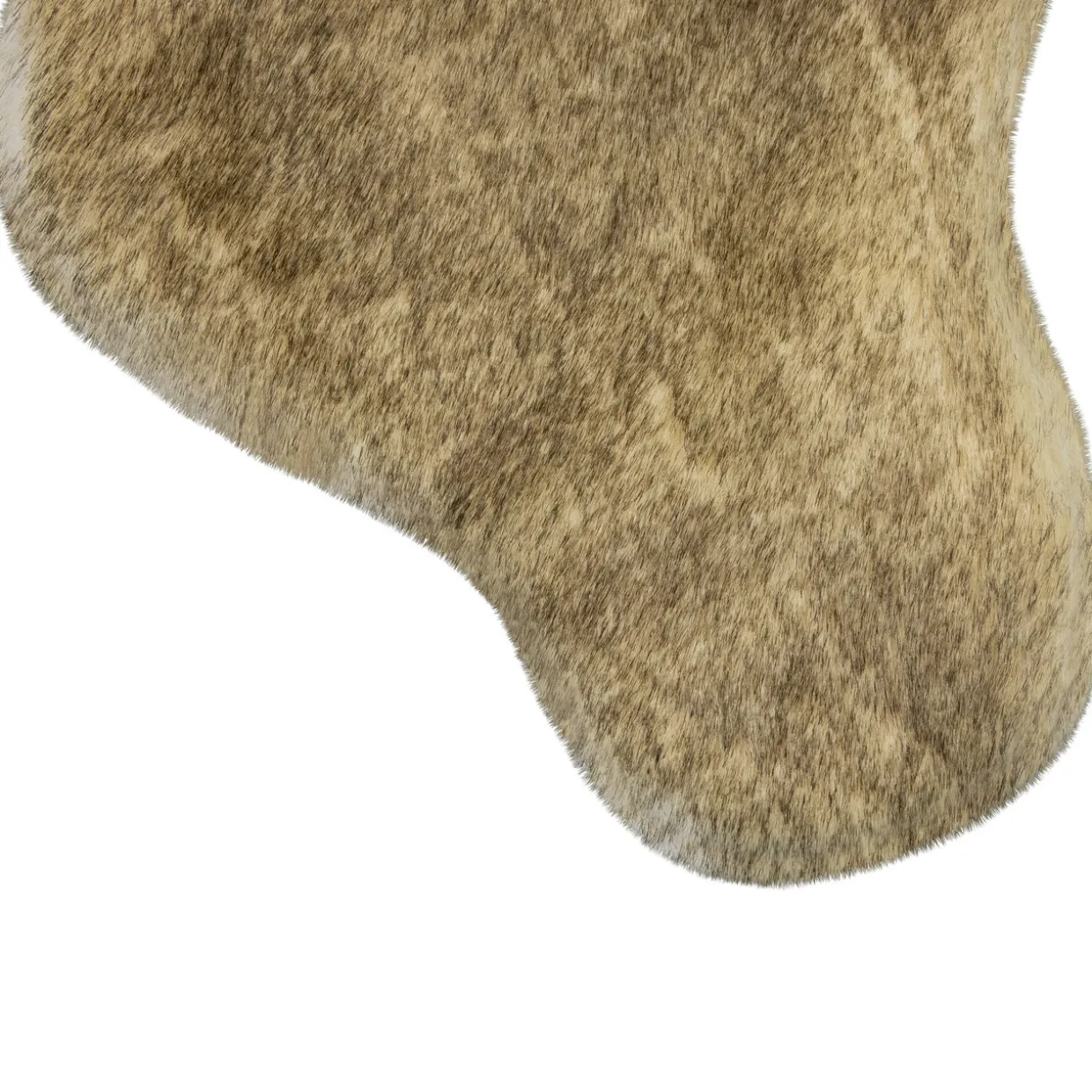 Faux Fur Christmas Stocking with Pom Poms - 20.5" - Beige and Brown