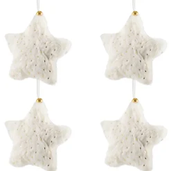 Faux Fur Star Plush Christmas Ornaments - 4.75
