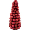 3-Finish Shatterproof Ball Christmas Tree with Tinsel - 15.75" - Red