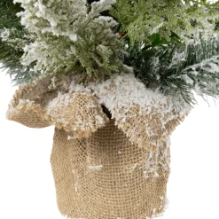 Flocked Balsam Pine Artificial Mini Christmas Tree in Burlap Base - 24