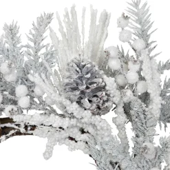 Flocked Berries and Pinecones Artificial Pine Christmas Wreath - 26