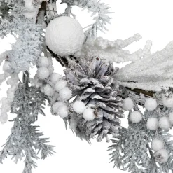 Flocked Berries and Pinecones Artificial Pine Christmas Wreath - 26