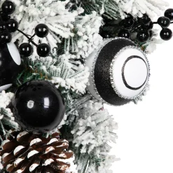 Flocked Pine with Harlequin Bows and Ornaments Christmas Wreath - 24