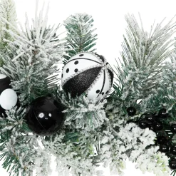 Flocked Pine with Harlequin Ornaments and Bows Artificial Christmas Garland - 6' x 8