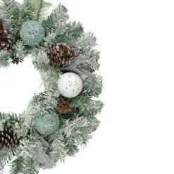 Flocked Pine with Ornaments Artificial Christmas Wreath - 24
