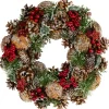Flocked Pinecones and Glittered Stars Christmas Wreath - 13.25" - Unlit
