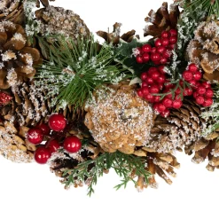Flocked Pinecones and Glittered Stars Christmas Wreath - 13.25