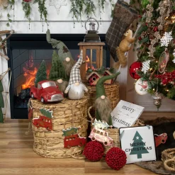 Forest Tree Chevron Hat Gnome Head Christmas Decoration - 21