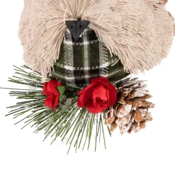 Front Facing Bird on Frosted Pine Needle Christmas Ornament - 6.75