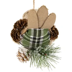 Front Facing Bird on Frosted Pine Needle Christmas Ornament - 6.75
