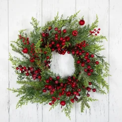 Frosted Berry and Crabapple Artificial Cedar and Pine Christmas Wreath - 24