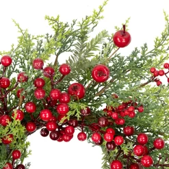 Frosted Berry and Crabapple Artificial Cedar and Pine Christmas Wreath - 24