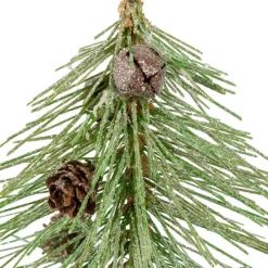 Frosted Bottle Brush Tree on Wooden Base Christmas Decoration - 8.5