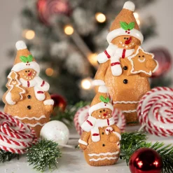 Frosted Gingerbread Snowman with Star Cookie Christmas Figurine - 7.5