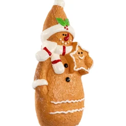 Frosted Gingerbread Snowman with Star Cookie Christmas Figurine - 7.5