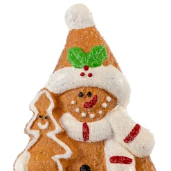 Frosted Gingerbread Snowman with Cookie Tree Christmas Figurine - 5.75