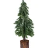Frosted Icy Pine Tree with Jute Base Christmas Tree - 14" - Unlit