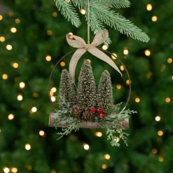 Frosted Mini Bottle Brush Trees Christmas Ornament - 7"