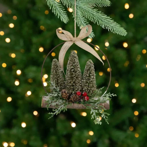 Frosted Mini Bottle Brush Trees Christmas Ornament - 7"