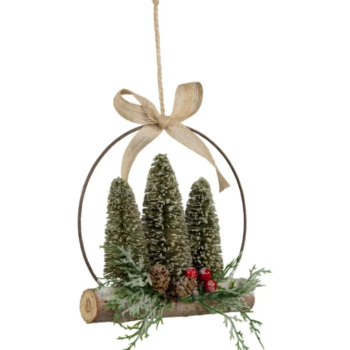 Frosted Mini Bottle Brush Trees Christmas Ornament - 7"