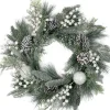 Frosted Mixed Pine and Pine Cone Artificial Christmas Wreath, 24-inch, Unlit