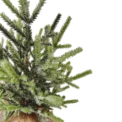 Frosted Pine Tree with Natural Jute Base Christmas Decoration - 13.25"