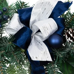 Frosted Pine with Blueberries, Bows and Ornaments Christmas Garland - 6' x 8