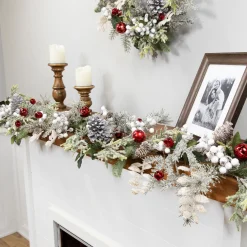 Frosted Pinecones and Berries Artificial Christmas Garland - 6' x 8" - Unlit