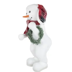 Frosted Snowman with Wreath Christmas Figure - 16