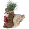 Frosted Standing Squirrel with Pine Sprig and Scarf Christmas Figurine - 7"