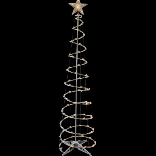 6ft LED Lighted Spiral Cone Tree Outdoor Christmas Decoration, Warm White Lights
