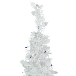 6ft Lighted White Tinsel Pop-Up Artificial Christmas Tree, Blue Lights