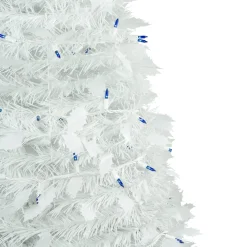 6ft Lighted White Tinsel Pop-Up Artificial Christmas Tree, Blue Lights