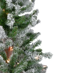 4ft Pre-Lit Flocked Alpine Artificial Christmas Tree, Clear Lights