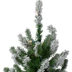 4ft Pre-Lit Flocked Alpine Artificial Christmas Tree, Clear Lights