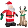 Gemmy Airblown Inflatable Wreath Toss 2 Pack Light Up Santa & Reindeer